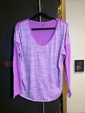 Champion Lavender Space-Dyed V-Neck Long Sleeve Top